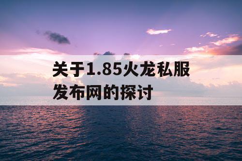 关于1.85火龙私服发布网的探讨