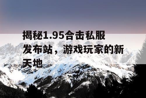 揭秘1.95合击私服发布站，游戏玩家的新天地