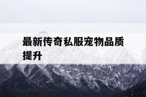 最新传奇私服宠物品质提升