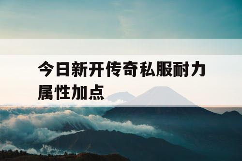 今日新开传奇私服耐力属性加点
