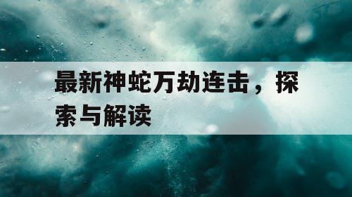 最新神蛇万劫连击，探索与解读