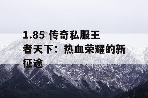 1.85 传奇私服王者天下：热血荣耀的新征途