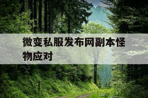 微变私服发布网副本怪物应对